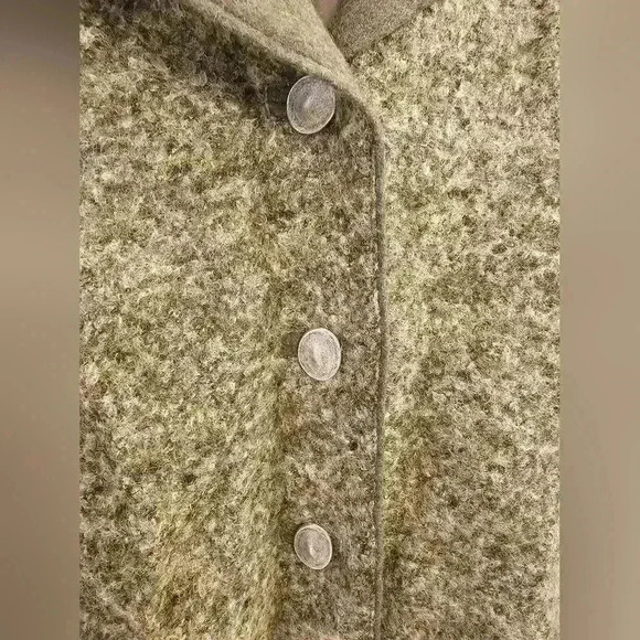 MEICO LANDHAUS LOOK WOOL BLEND COAT GREEN CARDIGAN LAGENLOOK ONE SIZE - Picture 10 of 12